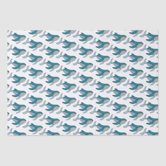Blauwe walvis, schattig kinder patroon tissuepapier (Voorkant)