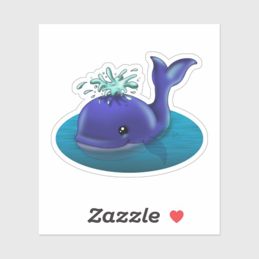 Blauwe walvis sticker (Vel)