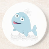 Blauwe walvis zandsteen onderzetter (Voorkant)