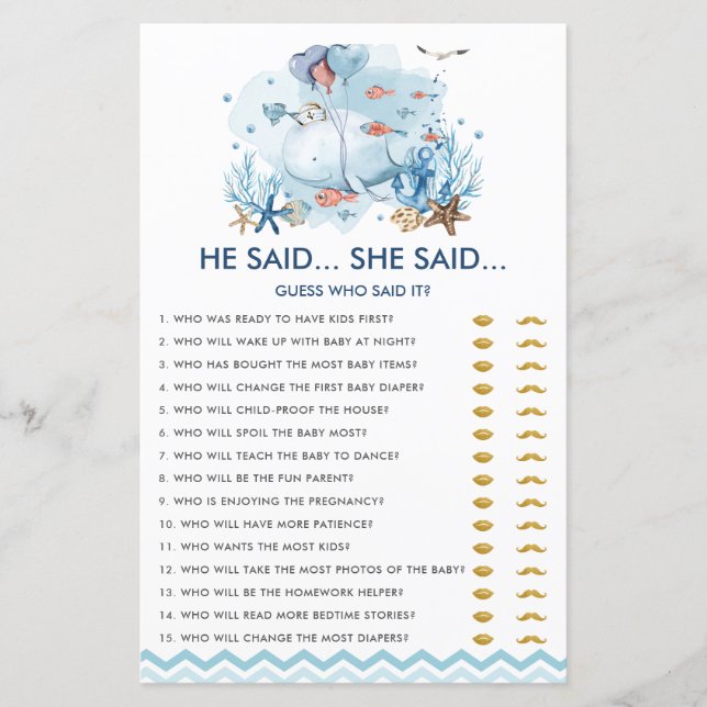 Blauwe walvis, zei hij, ze zei spel (Voorkant)