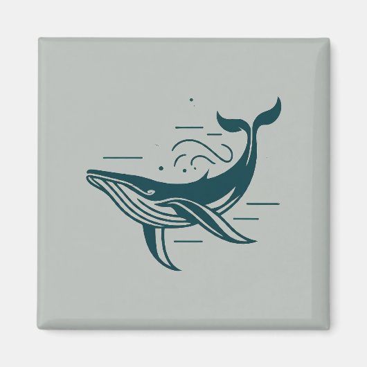 Blauwe walvis zwemmen illustratie magneet (Voorkant)