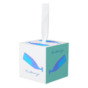 blauwe walvissen aangepast kubus ornament