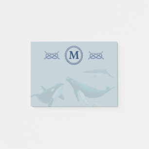 Blauwe walvissen met monogram post-it® notes