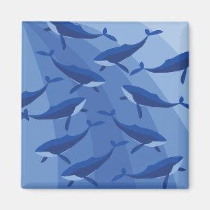 Blauwe walvissen op golven illustratie magneet