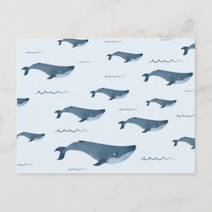 Blauwe walvissen zwemmen in de oceaan briefkaart