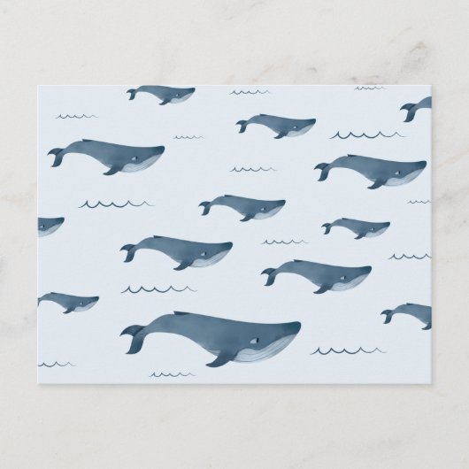 Blauwe walvissen zwemmen in de oceaan briefkaart (Voorkant)