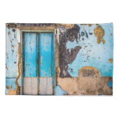 Blauwe wand en deur kussensloop (Achterkant)