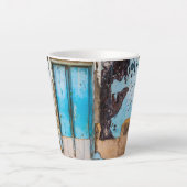Blauwe wand en deur latte mok (Voorkant)