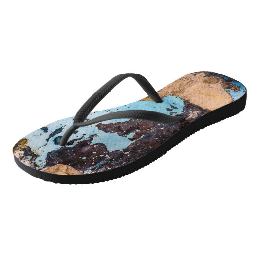 Blauwe wand en deur teenslippers (Schuin)