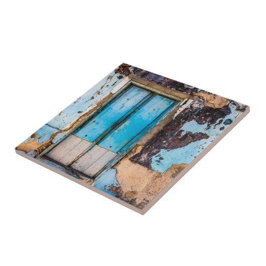 Blauwe wand en deur tegeltje (Zijkant)