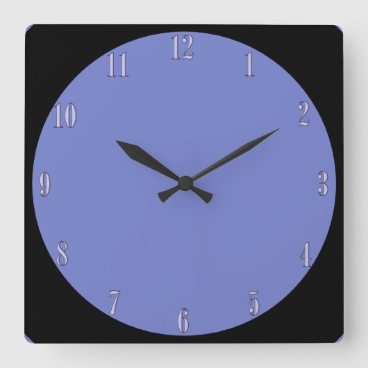 Blauwe wandklok vierkante klok (Voorkant)