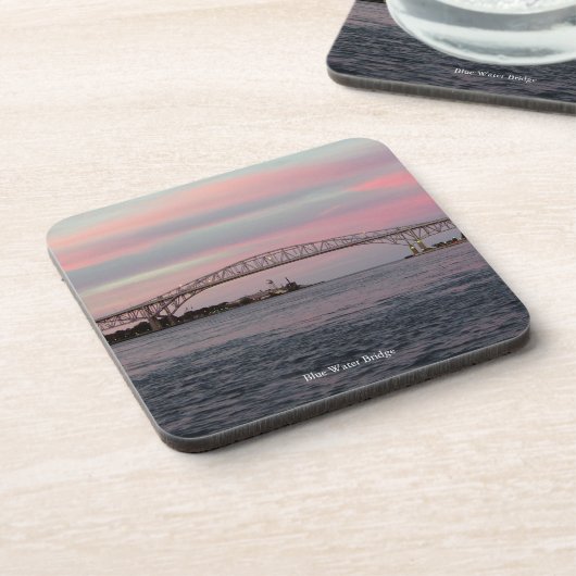 Blauwe waterbrug set van 6 plastic onderzetters (Linkerzijde)