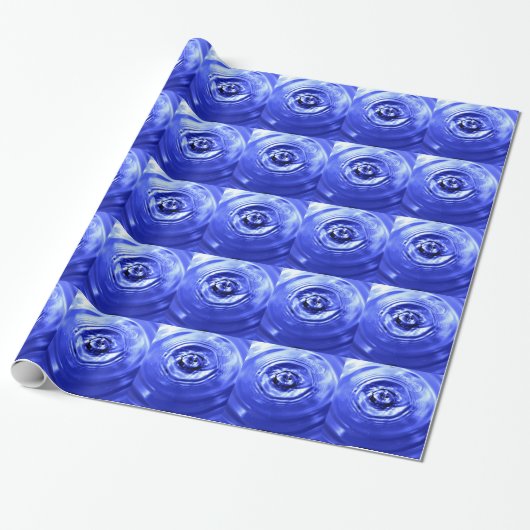 BLAUWE WATERDROP CADEAUPAPIER (Uitgerold)