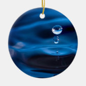 Blauwe waterdruppels keramisch ornament (Voorkant)