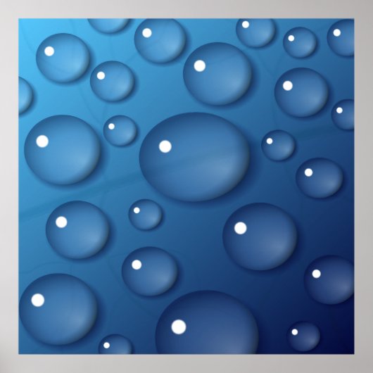 Blauwe waterdruppelstructuur poster (Voorkant)