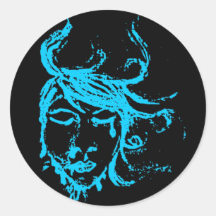 blauwe wateren ronde sticker