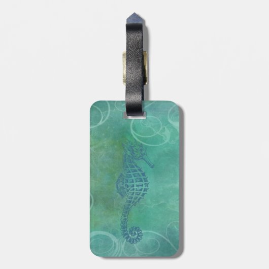 Blauwe wateren, zeepaard en Vlaanderen Bagagelabel (Achterkant verticaal)