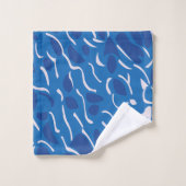 Blauwe Watergolven Abstract Patroon Bad Handdoek (Wasdoekje)