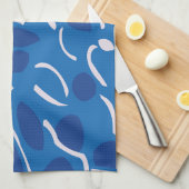 Blauwe Watergolven Abstract Patroon Theedoek (Quarter Fold)