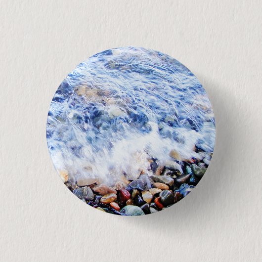 Blauwe watergolving ronde button 3,2 cm (Voorkant)