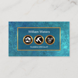 Blauwe waterlek goudkleurige inkepingen visitekaartje