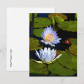 Blauwe waterlelies aankondigingskaart (Voorkant / Achterkant)