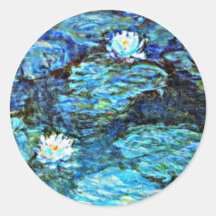 Blauwe waterlilie van Monet Ronde Sticker