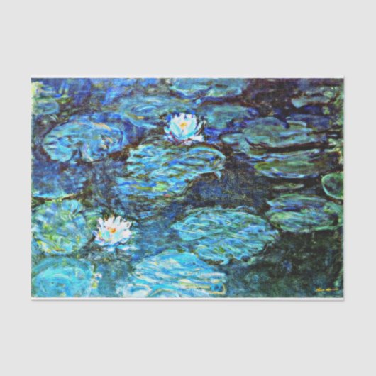 Blauwe waterlilies, mooie kunst, tissuepapier (Voorkant)