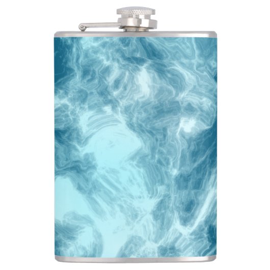 Blauwe watermarmer heupfles (Voorkant)