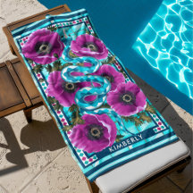Blauwe Waterslang & Roze Bloemen Pool Custom