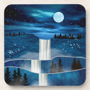 Blauwe waterval bier onderzetter