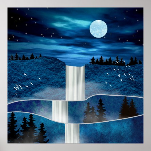 Blauwe waterval poster (Voorkant)