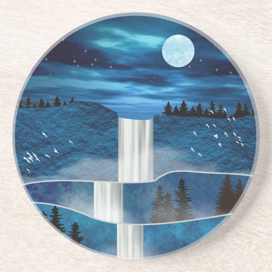 Blauwe waterval zandsteen onderzetter (Voorkant)