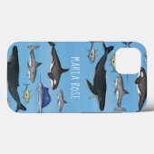 Blauwe Waterverf Aangepaste gepersonaliseerde naut Case-Mate iPhone Case (Achterkant (horizontaal))