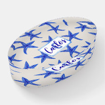 Blauwe waterverf-aangepaste monogram-naam