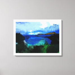Blauwe Waterverf Abstract landschap Canvas Afdruk