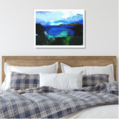 Blauwe Waterverf Abstract landschap Canvas Afdruk (Insitu (Slaapkamer))