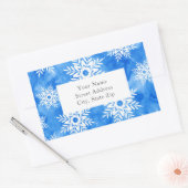 Blauwe Waterverf Abstract Snowflakes Label (Envelop)
