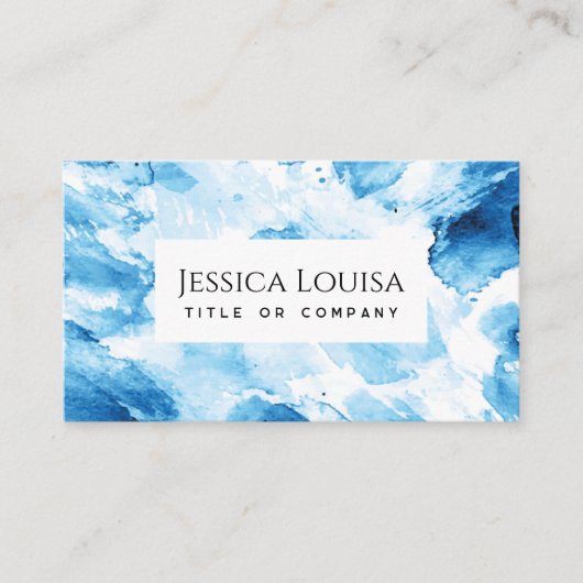 Blauwe Waterverf Abstract Visitekaartje (Voorkant)