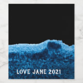 Blauwe waterverf abstracte streep wijn etiket (Enkel label)