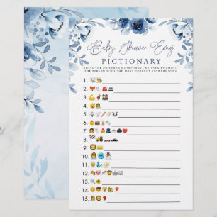 Blauwe Waterverf Baby shower Emoji Game