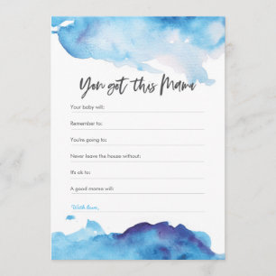 Blauwe waterverf Baby shower Je hebt deze mama Kaart