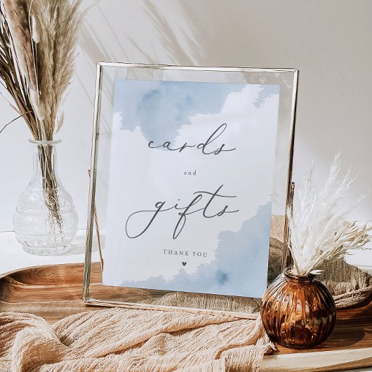 Blauwe Waterverf Baby shower Kaarten & Geschenken Poster