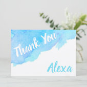 Blauwe Waterverf Bedankkaart (Staand voorkant)
