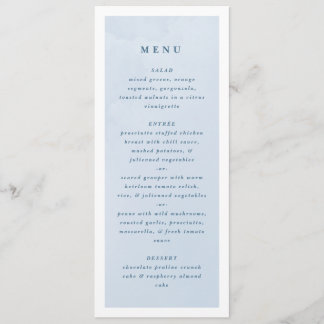 Blauwe Waterverf betoverende Cloudscape bruiloft Menu