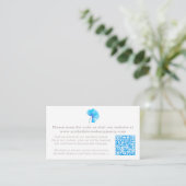 Blauwe waterverf bloem bruiloft QR informatie Informatiekaartje (Staand voorkant)