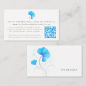 Blauwe waterverf bloem bruiloft QR informatie Informatiekaartje (Voorkant / Achterkant)