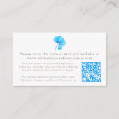 Blauwe waterverf bloem bruiloft QR informatie Informatiekaartje (Voorkant)