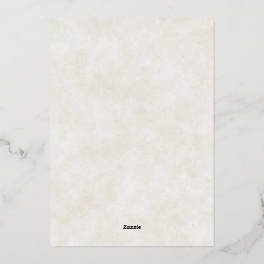 Blauwe waterverf bloem en gouden lijst bruiloft folie uitnodiging (Achterkant)