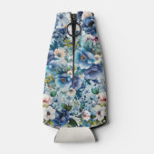 Blauwe Waterverf Bloemen 40ste Verjaardagsfeest Flesjeskoeler (Achterkant)